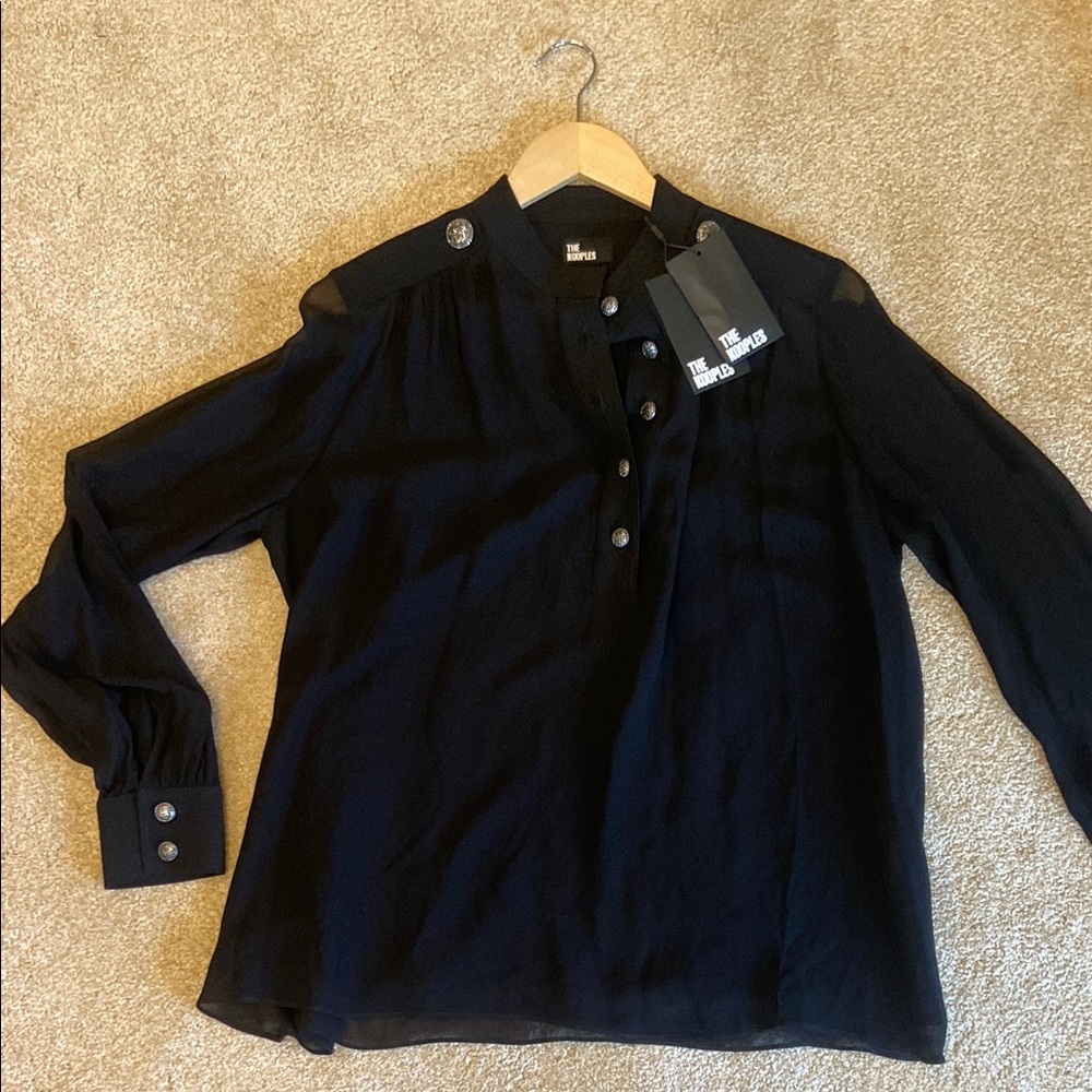 SOLD NWT Elegant KOOPLES Black Sheer Blouse